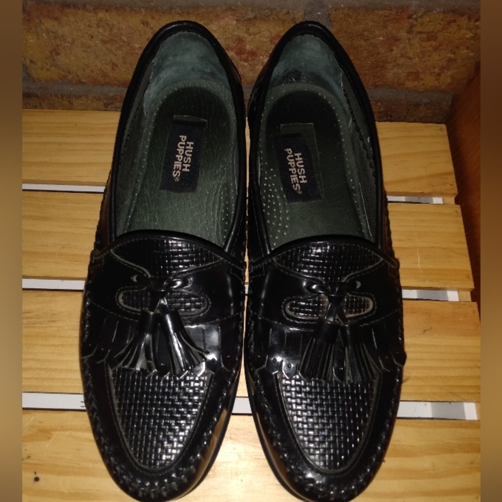 Hush Puppies Black Leather Oxford Shoes. Men's Size 8M. Women's Size 9.5